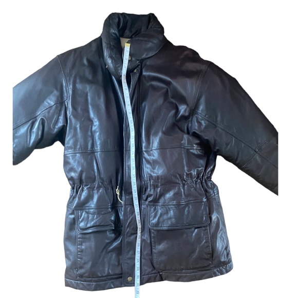 Vintage EDDIE BAUER Mens XL Brown Leather and Down winter zip jacket - Picture 6 of 16